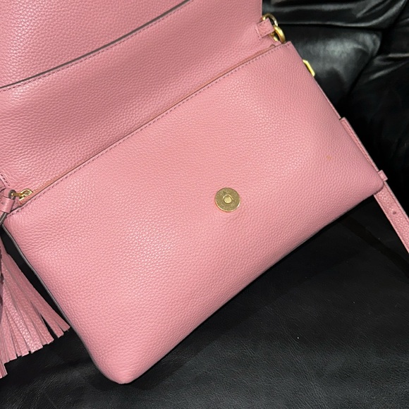 🔥🔥🔥Tory Burch Pink Leather McGraw Crossbody Bag With Tassel - Picture 3 of 14